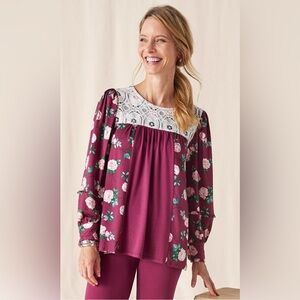 Matilda Jane Floral Lace Rosebud Blouse Top L NWT‎